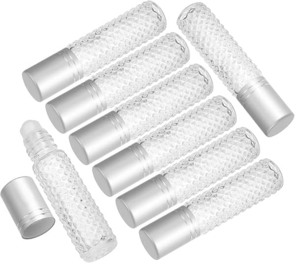 Påfyllningsbara eteriska oljeflaskor i glas med roll-on, bärbara roll-on-behållare 8 st