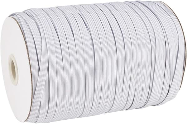 180m rull hvit polyester elastisk klesbånd for sying, 5mm flatt stretchbånd