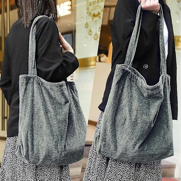 Damer Stor Kapasitet Canvas Corduroy Skulderveske Casual Tote (brun)