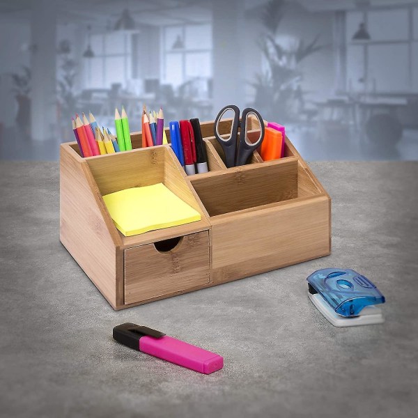 Bamboo Desk Tidy Organisers Pen Pencil Holder Letter