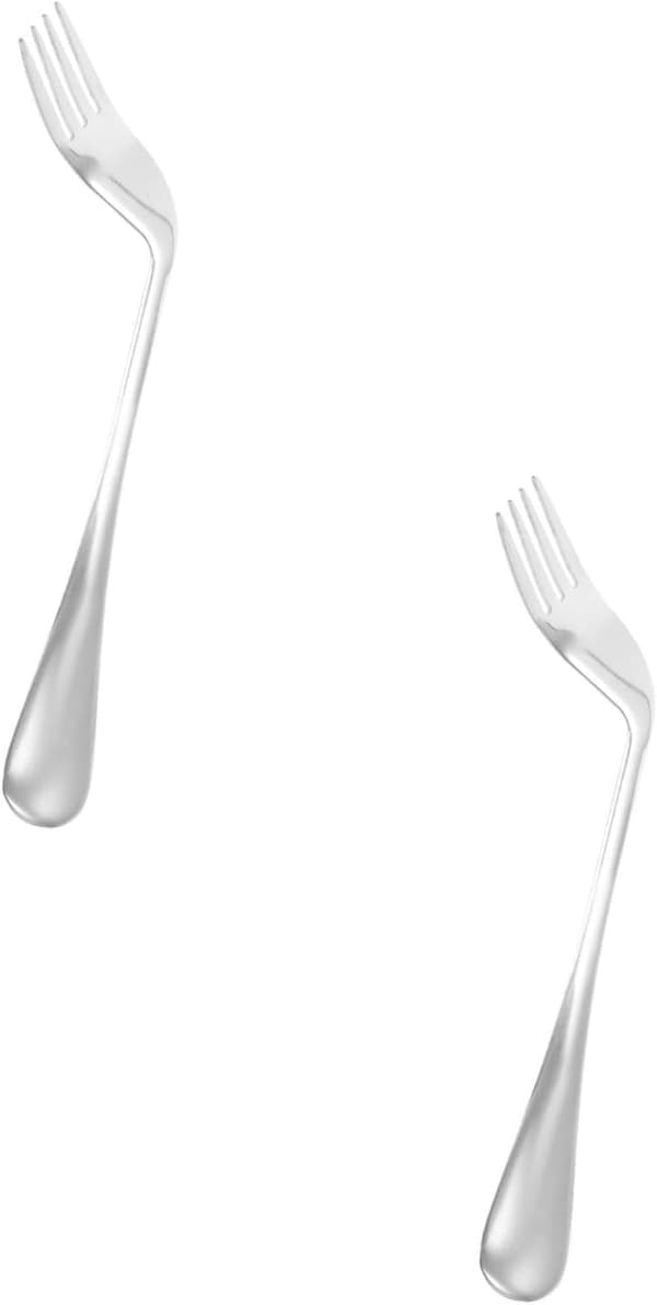2 stk lette ergonomiske gafler for gutter og jenter i rustfritt stål, vinklet spising