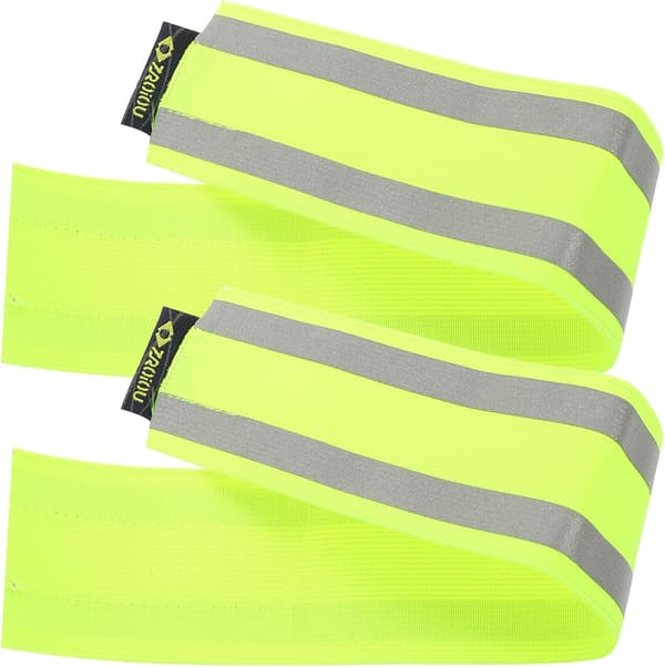 2 stk reflekterende benbånd multifunksjonelt sykkelarmbånd med høy synlighet, elastiske sikkerhetsstropper i polyester