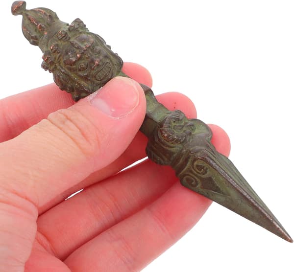 Tibetansk Vajra Dorje Støder Statue Kobberlegering Dekorativ Støder med Stativ, Helligt Design