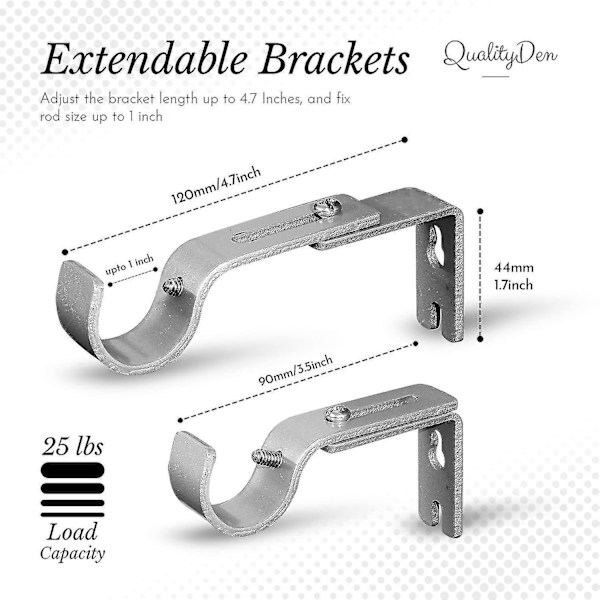 2-pack Metalliska Gardinstångsbeslag, Tunga