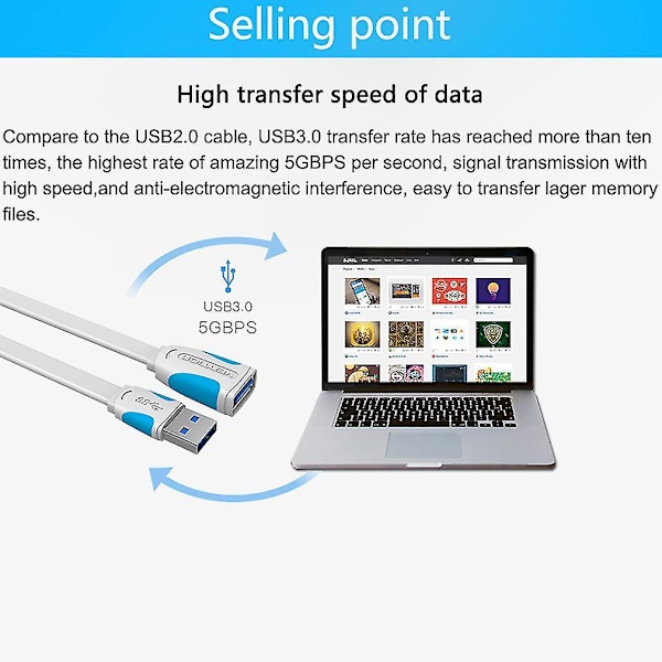 Hög Hastighet USB 3.0 Hane/Hona Förlängningskabel för Data Synkronisering