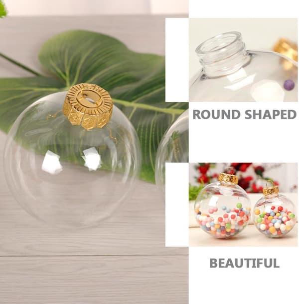12 stk. fyllbare julekulepynt 6 cm DIY hengende kuler til juletrepynt