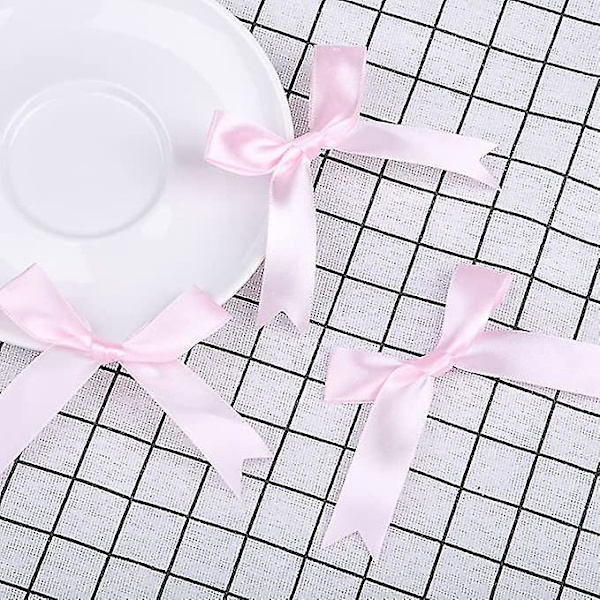 25 st stora 8,5 cm 25 mm rosa satinband rosetter Dubbla hantverksrosetter