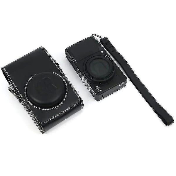 Kamera Taske til Ricoh Gr / Gr Ii / Gr Iii / Gr Iiix Vintage Pu Læder Digital Kamera Beskyttelsesdækning Med Skulderrem-yuhao Black