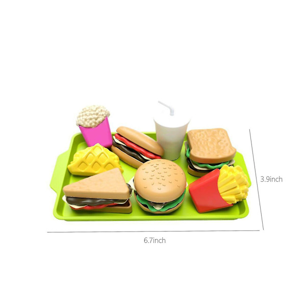 Leksak Matset för Barn - Falsk Mat Leksak för Småbarn - Kökstillbehör - Hamburger & Sandwich Leksaker för Pojkar & Flickor - 9 delar