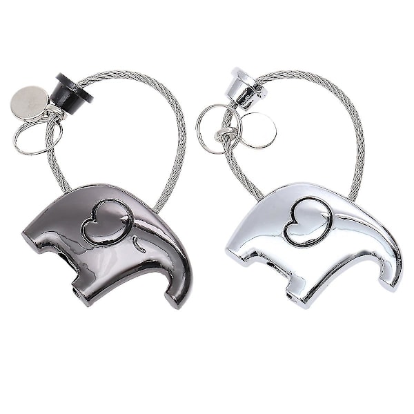 2 st Elefantdesign Par Keychains Metalliska Mode Nyckelringar Kärleksnyckelring Present Till Födelsedag (slumpmässig färg)