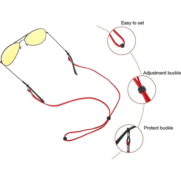 5 stk brillestroppkjeder Cord Justerbar, sports Pu skinnbriller