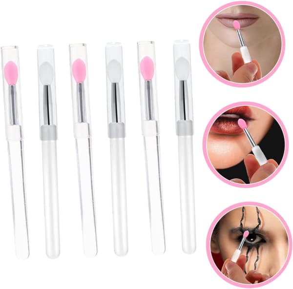 4 sæt læbestiftapplikatorer Silikone makeupværktøjer Læbebørstesæt perfekt til læbestift læbemaske øjenskygger 6 stk.*4