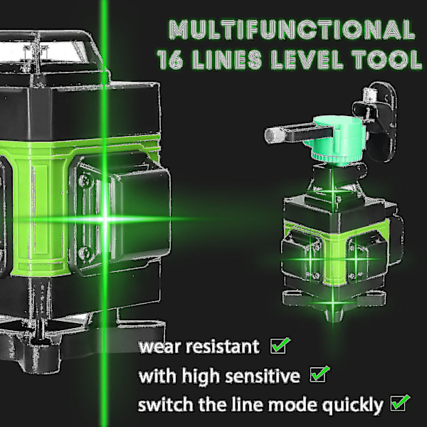 Monitoiminen 4D 16 Linjan Lasermitta 3 Itsetasoittuva Laite USB Latautuva Litium Akku Tasoitus Työkalu 1,5m 3 Korkeuden Säädettävä Alloy Ex