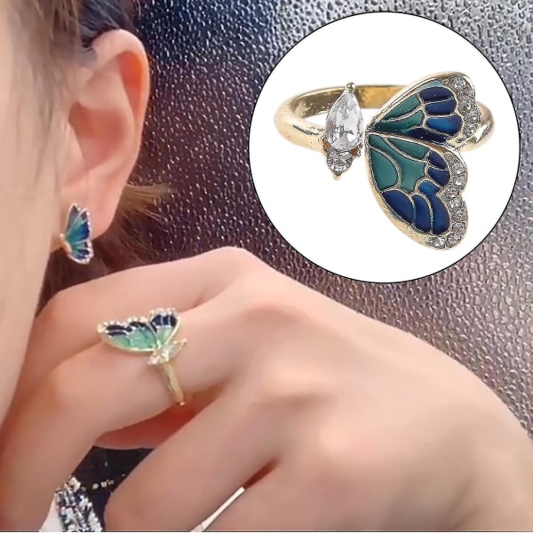 Søt sommerfugl åpne ringer for kvinner jenter Deilig dyr Statement ring gave