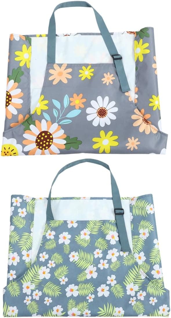 2 stk vanntette og oljetette forklær for kvinner, kjøkkenforkle med justerbar passform, blomstermønster