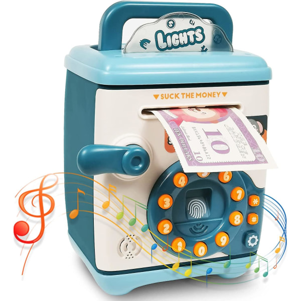 Lasten säästöpossu Turvallinen säästöpossu salasanasuojauksella Mini pankkiautomaatin rahalaatikko pojille
