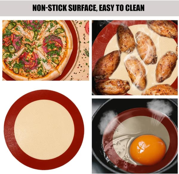 3 stk. silikone bageunderlag non-stick bageplader runde 8 tommer fødevaregodkendt silikone