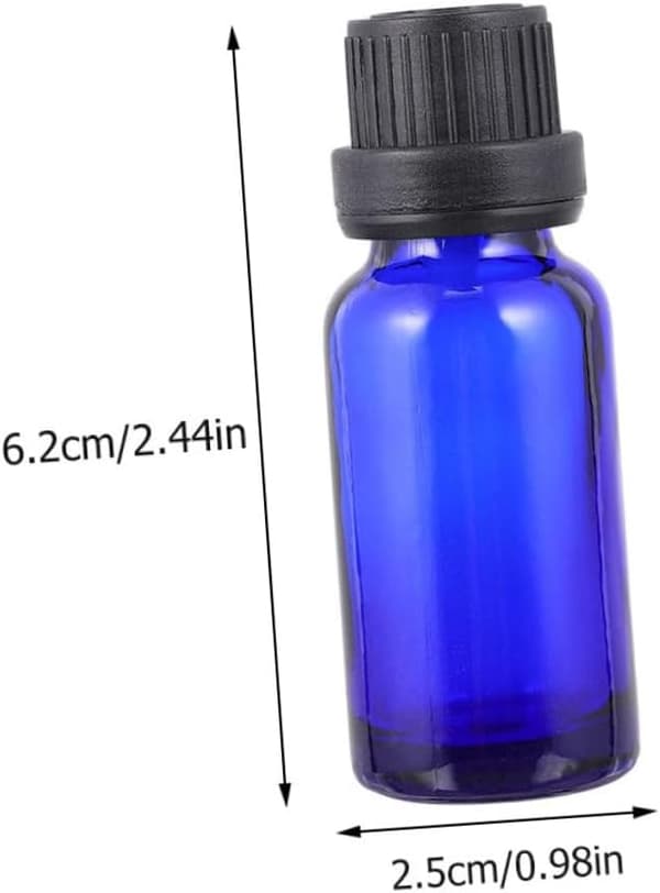 12 st 10 ml blå glasflaskor för eteriska oljor med droppare och stort lock, bärbara reseflaskor