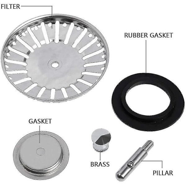 1 stk. Køkkenvaskfilter i rustfrit stål + gummi