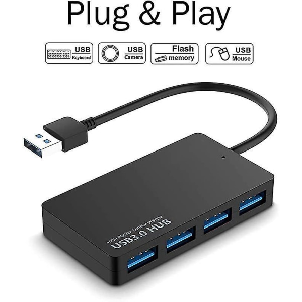 4-porters Usb 3.0 Ultra Slim Data Hub for forskjellige enheter