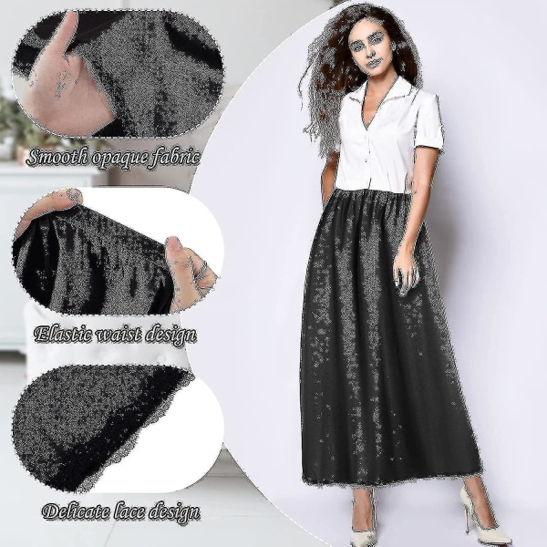 2 stk Halv Slip Blonder Lang Underkjole Kvinners Satin Halv Slip Halve Slippers Under Kjoler Slip