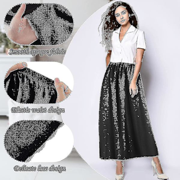 2 Stykker Halv Slip Blonder Lang Underkjole Kvinders Satin Halv Slip Halv Slip Til Under Kjoler Slip