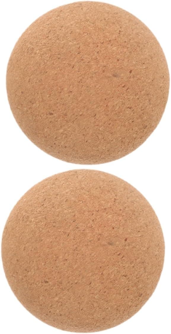 2 stk. massasjeballer i kork for muskelavlastning og trening, solid korkmateriale i beige