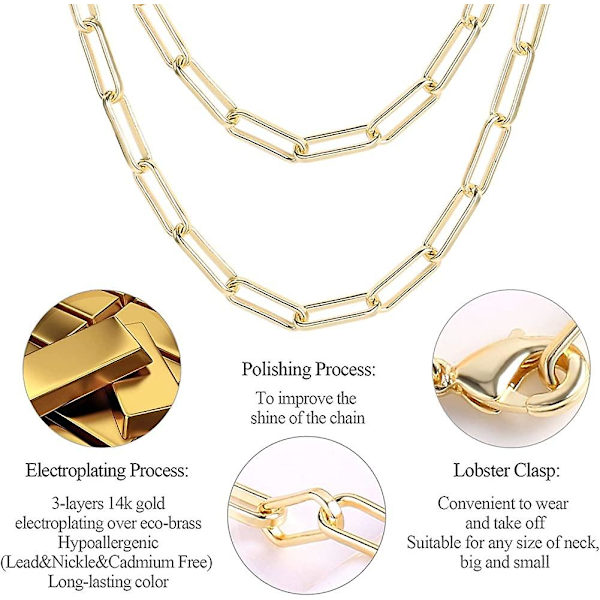 14k Kedjor För Lmell Kvinnor Halsband Kedjor Pappersklipp Halsband Kedja Smycken