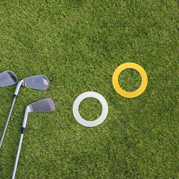 2 stk. Golf Putting Cup Ringe til Træning, Hvide og Gule Flytbare Golfhul Målringe