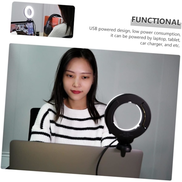 Selfie Ring Light til Webcam Dæmpbar Led Skønhedsbelysning Clip til Streaming 3 Tilstande