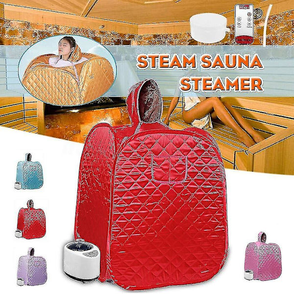 Blå Bærbar Hjemme Sauna Foldbar Damp Sauna Opgradering 2l Dampmaskine, Med Damp Slange Urter Kit Fjernbetjening