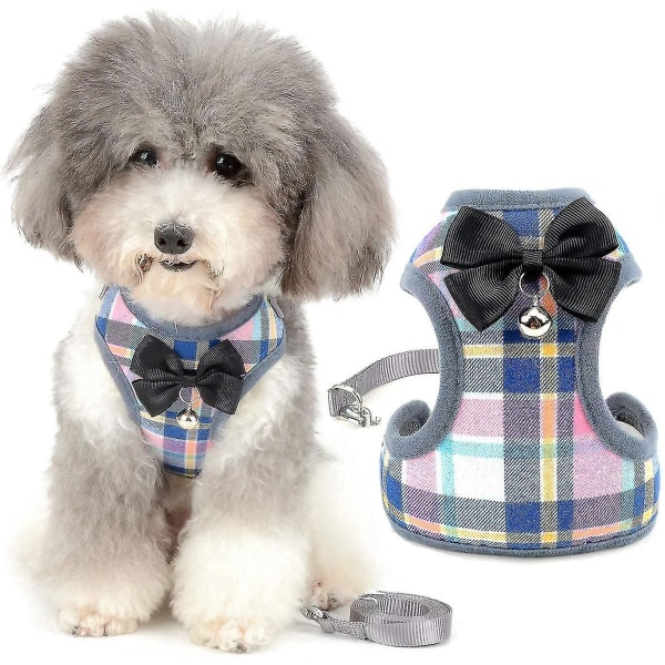 No Pull Små hundesele Blysett Myk Mesh Plaid Tuxedo