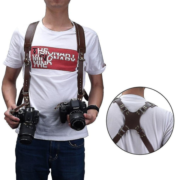 Kamera Rem Läder DSLR Dubbel Axelrem