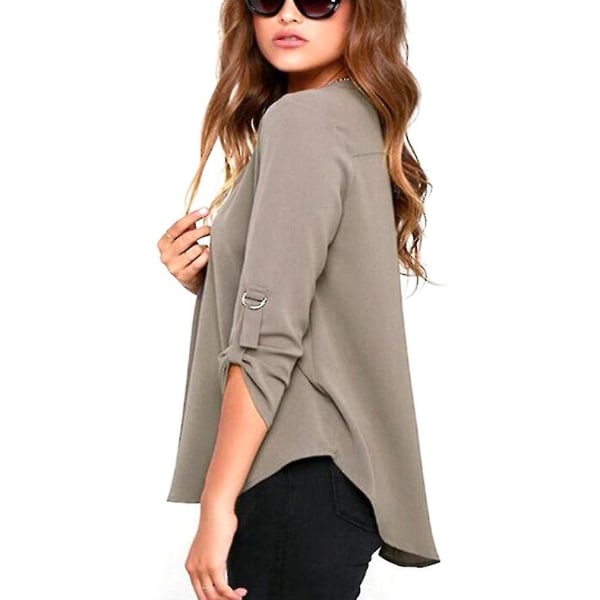 Kvinner Hult Mesh Nett T-skjorte Lang Erme Blonder Bluse