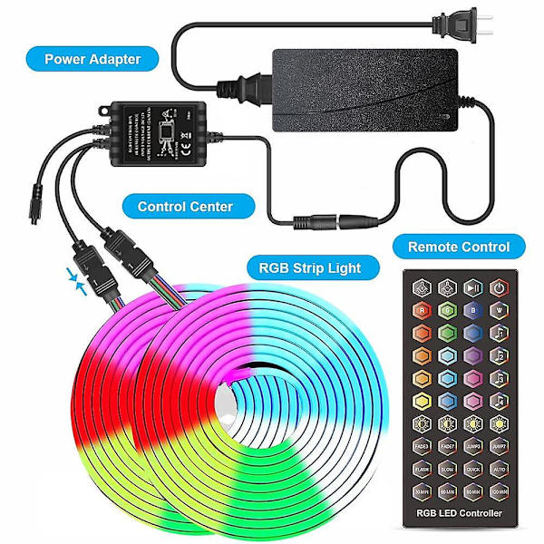 3~10m DC12V RGB Vattentät LED Neon Rep-Ljusremsa App Synkronisering