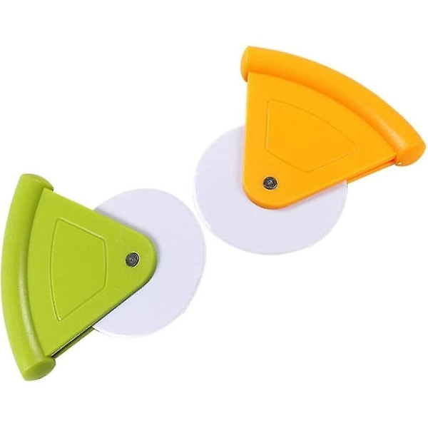 Snygg och attraktiv 2-pack bärbar pizzakutter med runt hjul, rullkutter, kutter för kakor, bröd, bakverk, pizzahjul, köksbakverktyg