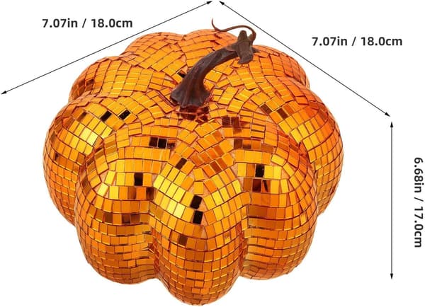 Spejl græskarpynt Disco Style Glas Græskar Indretning til Halloween Thanksgiving Bord Midtpunkt Efterår Høst Indretning