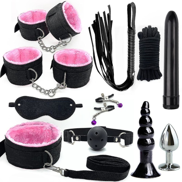 Rosa Plussj Webbing 11-delt Sm Fun Binding Set Par-Set Voksenleketøy