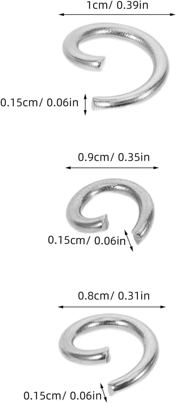 300 stk. åbne forbindelsesringe i rustfrit stål til smykkefremstilling, splitring til reparation af halskæder og armbånd