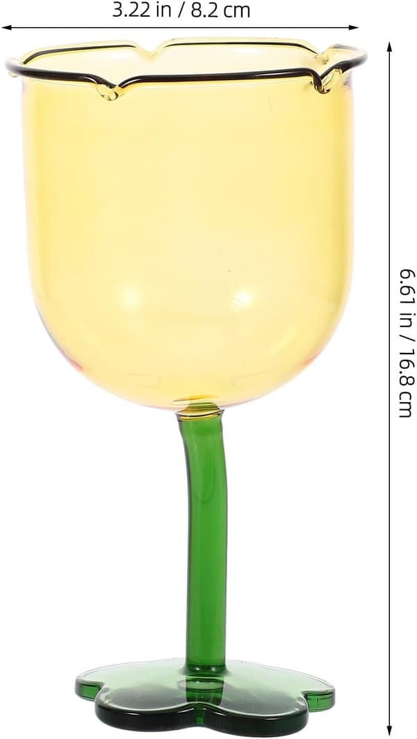 Kreative blomsterformede glassbeger 250 ml gule vinglass