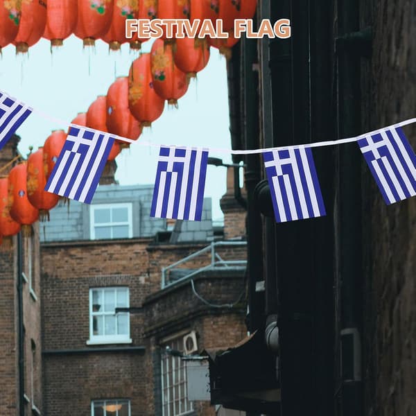 Mini Hellas Flagg Hengende Banner Hellas Bannerstreng 14x21cm Firkantet Solid Polyester