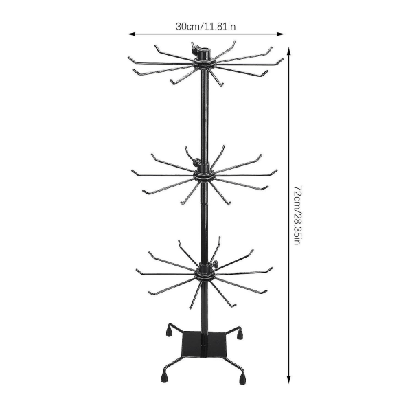 3-etasjes roterende smykkestativ Halskjede Ørepynt Holder