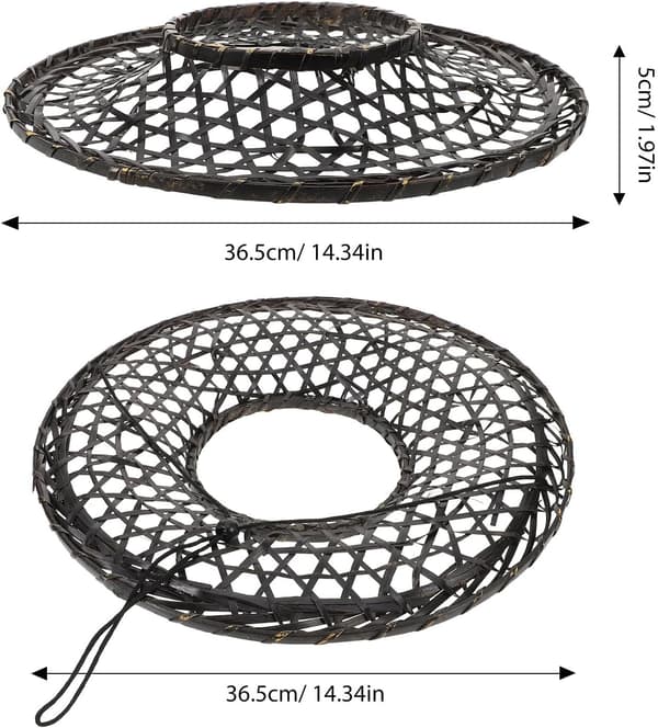 Vevd bambus samuraihatt Svart hul orientalsk kjeglehette 36 cm diameter Cosplay hodeplagg