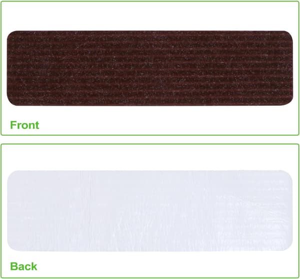 2 stk vaskbare selvklebende trappematter sklisikre polyester trinnputer for trappetrinn i tre