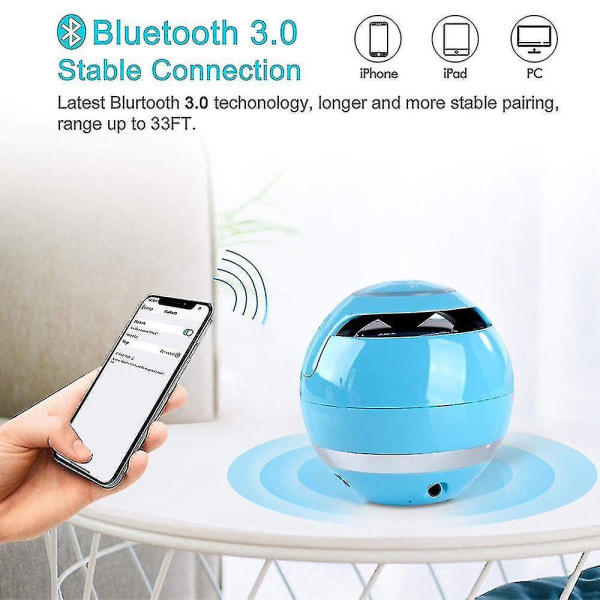 Bærbar 5w bas Bluetooth-højttaler, krystallyd, perfekt trådløs minihøjttaler til telefon Tablet Drenge Gave Vandregrill