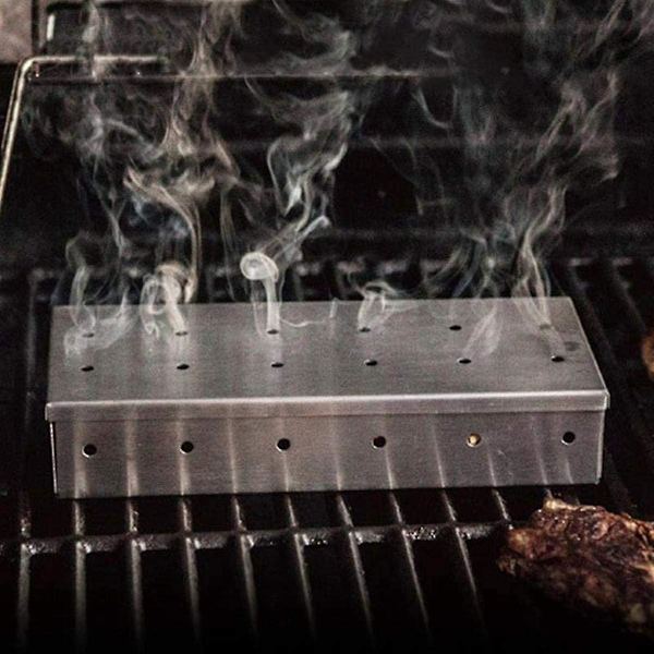 Træflis Rygerboks Rustfrit Stål Grill Røg Kødkasse