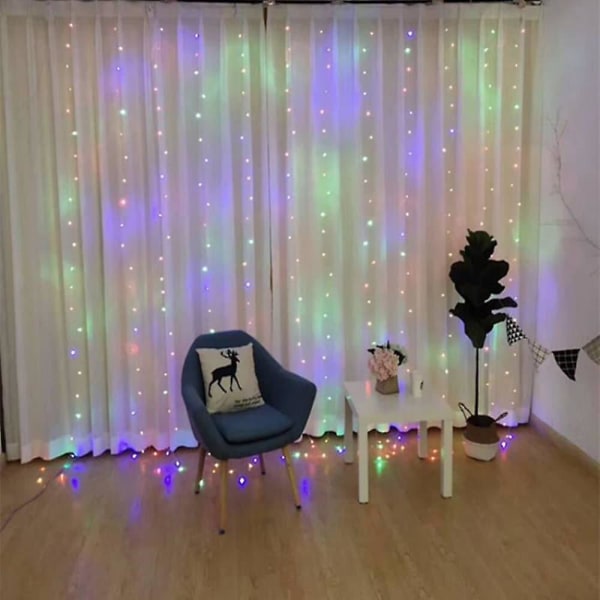 Solcelled LED-lysstreng for utendørs, feelysslynge 3x3m