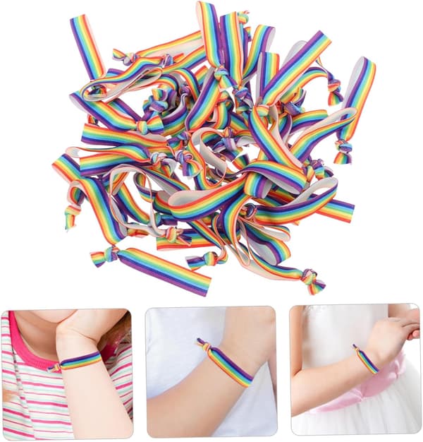 50 stk regnbueknutede armbånd elastiske hårstrikker armbånd for gutter og jenter regnbueknutede hårstrikker