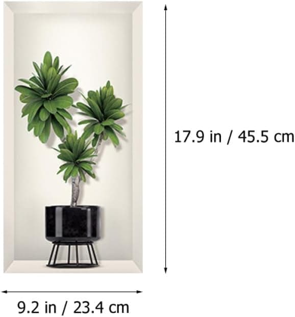 3D Grön Växt Väggdekor för Vardagsrum och Glasdekoration, PVC-material