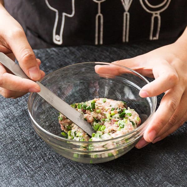 4 st wontonfyllningsskedar i rostfritt stål med ergonomisk design